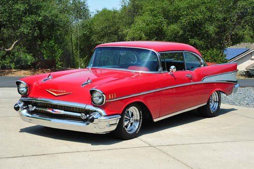 Restored 1957 chevy bel air 2 dr hardtop 327/700r4 ford 9" ps pdb ac california
