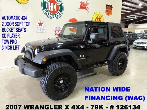 2007 wrangler x,4x4,automatic,lifted,soft top,cloth,pacer wheels,79k,we finance!