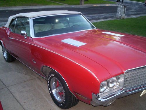 1972 cutlass oldsmobile convertable, red with original white interior 455 motor