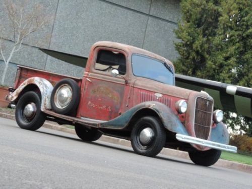 1935 35 ford pickup shop truck hot rod rat all steel v8 survivor patina push 32
