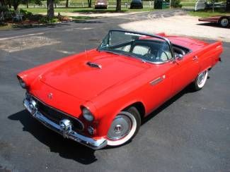55 thunderbird roadster convertible firered white softtop loaded pseat pbrakes
