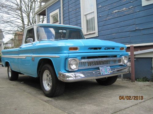 1966 chevy c-10 in blue and white