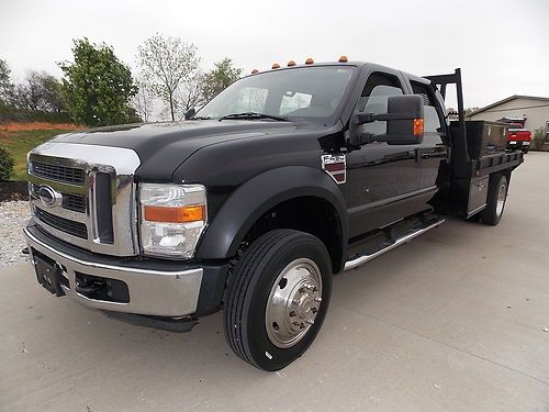 2008 ford f-450 super duty 4x4 xlt pkg crew cab 12ft flatbed very nice no reserv