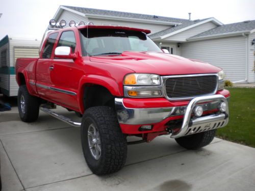 1999, gmc, sierra, red, lifted, low miles, new body style