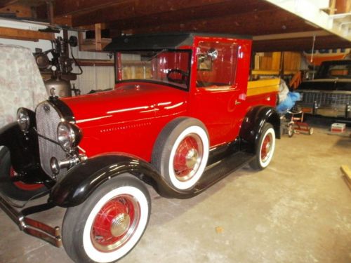 1929 ford pickup, red and black very nice truck