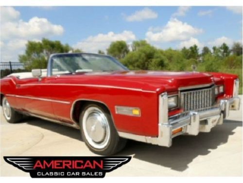 No reserve 76 eldorado red/white great looking convertible 500 v-8 all power fl!