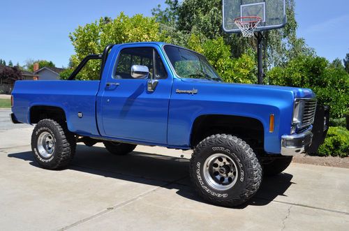 1973 chevy k10 4x4, blue, lifted, no rust, short bed, loud