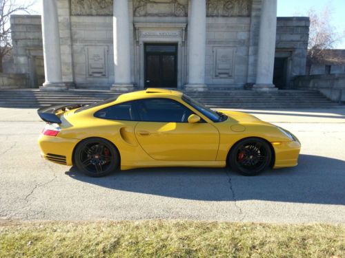 2002 porsche 911 turbo, speed yellow,tip,beautiful/loaded/carbon tail