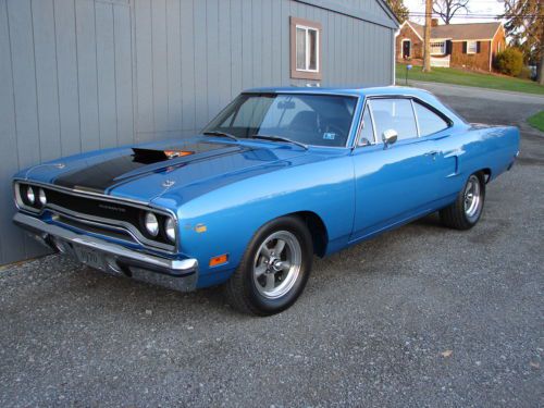 1970 plymouth road runner 383 auto console air grabber b5 blue show condition