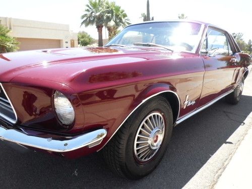 1968 ford mustang coupe royal maroon with red &amp; 289 v8 + fully loaded with ac
