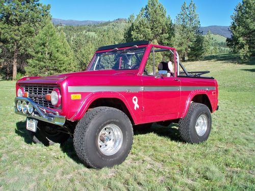 74 ford bronco-cranberry colored breast cancer survivor tribute with pink