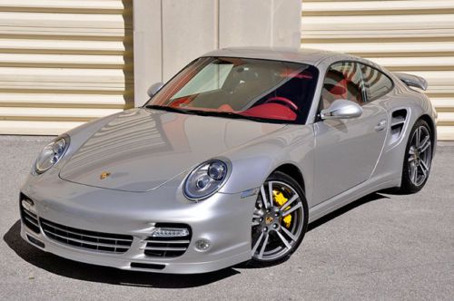 2011 porsche 911 turbo s coupe! silver/red! low miles! $169k msrp fresh service!