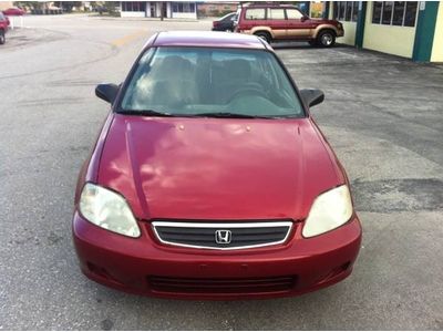 Red 1999 honda civic 4 cyl  ac dual airbags no accidents no reserve clean