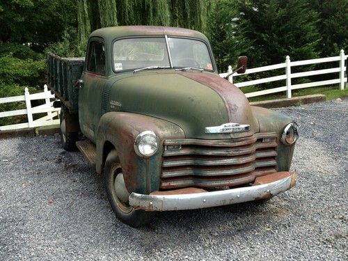 1949 chevy 3600 chevrolet flatbed pickup truck green pick up 3/4 ton ie- 1950