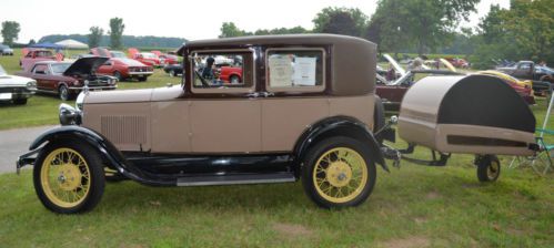 Ford model a tudor sedan with a 1934 sears tear drop trailer 1926 1927 1928 1930