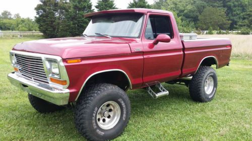 1979 red ford f-150 shortbed 4x4 monster