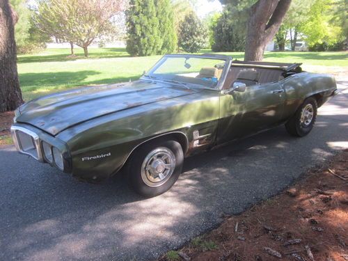 1969 pontiac firebird convertible 350 automatic pwr top, nice project no reserve