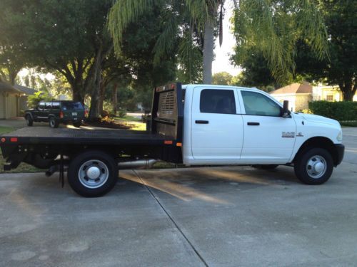 2013 white crewcab 4x4 flatbed 6.7l turbo diesel hd 6 speed automatic