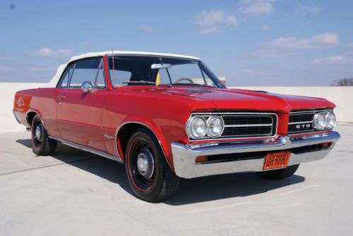 1964 pontiac gto - convertible tri power - 4 spd - red w/white top - stunning!!!