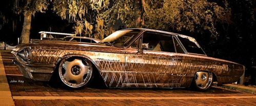 1964 ford bagged bare metal patina rat street hot rod cruiser sled thunderbird