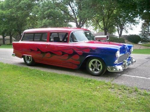 1955 chevy 150 2 door handyman wagon, custom street strip, custom paint!