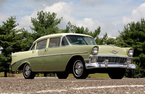 1956 chevy belair 4 door v8 two tone green with matching interior - nice driver