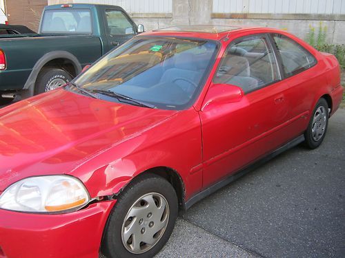 1997 honda civic red coupe 2-door 1.6l needs tranny but runs great!!!