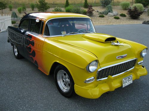 1955 chevrolet bel air 2 dr with a/c 468 4 speed mini tubbed, 4 link