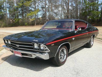 1969 chevelle ss 396 ht factory 396/325 gorgeous onyx black red buckets
