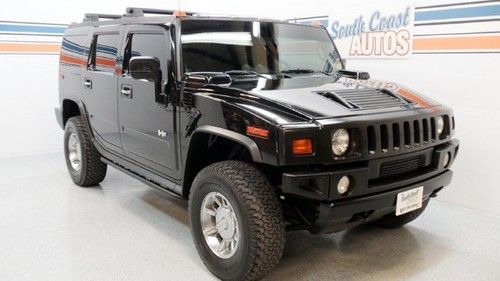 Hummer h2 4x4 leather sunroof rear entertainment blk on blk warranty we finance