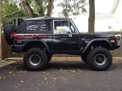 1973 early ford bronco sport, black, 302, lifted, restored, original paint