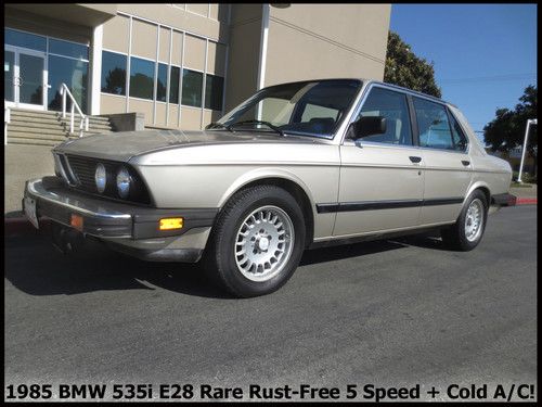 +1985 bmw e28 535i rare 5 speed 99.9% rust-free 2 owner ca. car with cold a/c!+