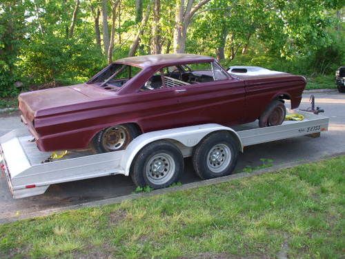 1965 ford falcon spirit project car with aluminum trailer