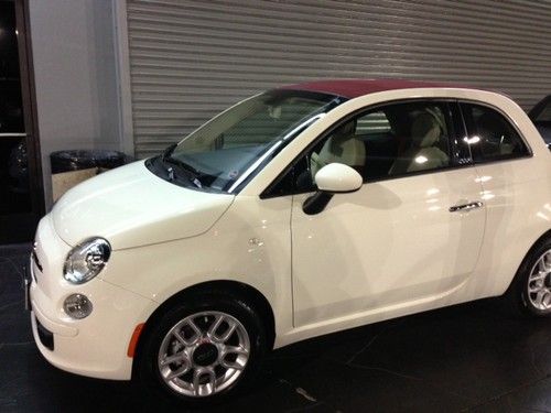 2013 fiat 500 pop - white w/ red soft top convertible