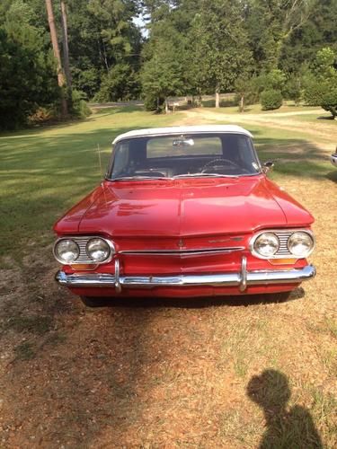 1963 corvair convertible red with white convertible top