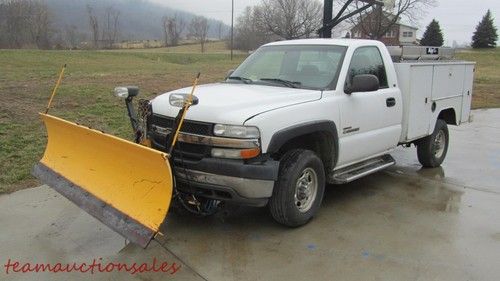 2001 chevrolet silverado 2500hd diesel myers snow plow airflo spreader truck