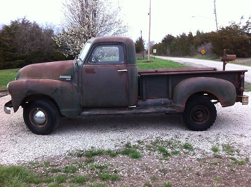 1950 chevy 3600 pickup truck old green patina 283/4 spd farm truck clear title