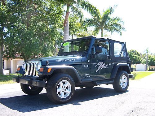 2005 jeep wrangler x 4x4 sport green one owner florida jeep with 46,978 miles