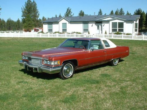 1976 cadillac coupe de ville   66,244 actual miles! options! red and white!