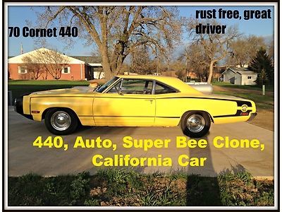 440, auto  super bee clone, yellow, coupe, great driver, black vinyl seats,