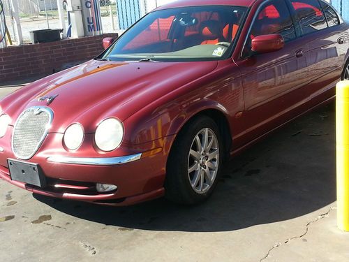 S type jaguar ruby red four door luxury with leather tinted windows low milage