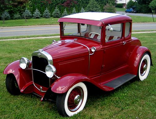 1930 model a,red/custom int283 v-8 w/deuces,39 ford manual trans,4" drop axelexc