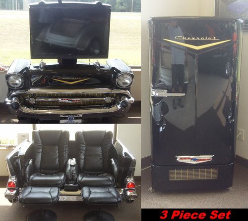 "57 chevy collection" tv power lift, couch, 50's refrigerator set 1957 chevrolet