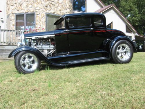 1930 model a - 5 window coupe - black on black - all steel - chopped 3&#034;