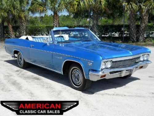 No reserve 1966 chevrolet impala 396 auto power top nassau blue auto fl