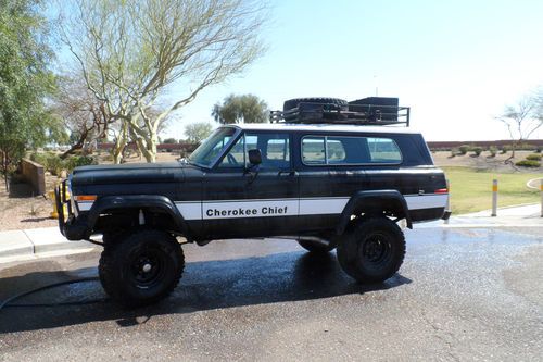 1979 jeep cherokee chief 4wd sport wide track 2-dr amc black 5.9l lifted