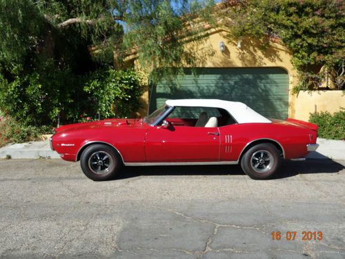 68 firebird 400 (455) red convertible - all power - #'s matching california car