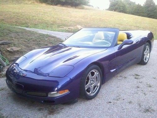Chevy corvette. 6 speed, 80,000 miles on it. radar blue with yellow seats.
