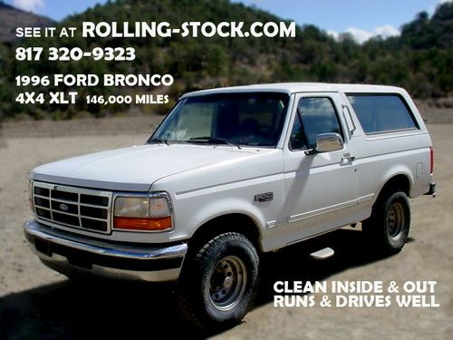 1996 ford bronco xlt 4x4 white / beige fleet serviced just now inspected