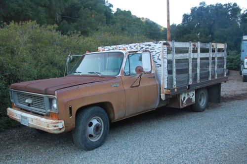 1974 chevy truck, 1-ton, dually, 12ft stake/flat bed, 350 v8, 4-speed stick,